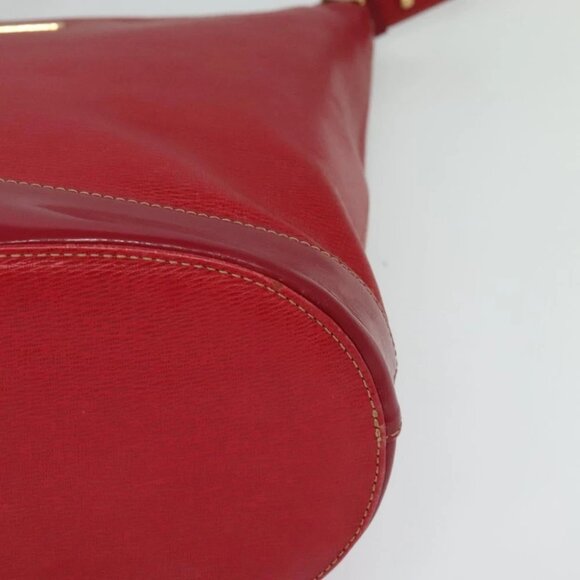 Burberrys Shoulder Bag Leather Red Gold - Picture 9 of 14